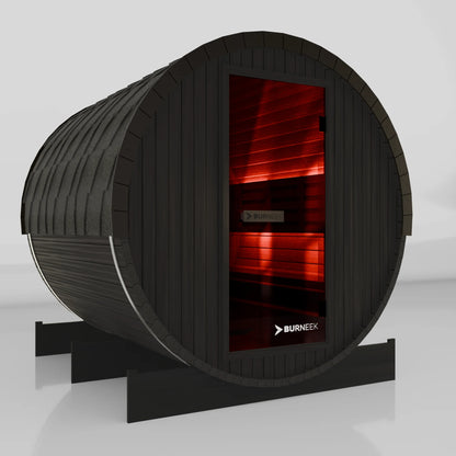 Burneek® Basalt: 6-Person Outdoor Barrel Sauna