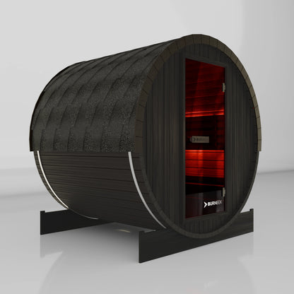 Burneek® Basalt: 4-Person Outdoor Barrel Sauna
