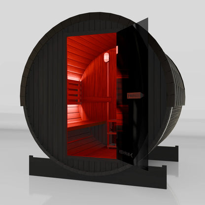 Burneek® Basalt: 4-Person Outdoor Barrel Sauna