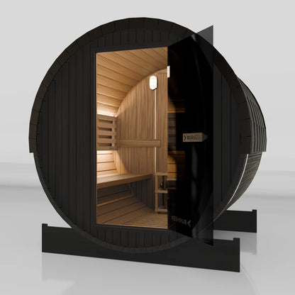Burneek® Basalt: 4-Person Outdoor Barrel Sauna