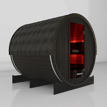 Burneek® Basalt: 6-Person Outdoor Barrel Sauna