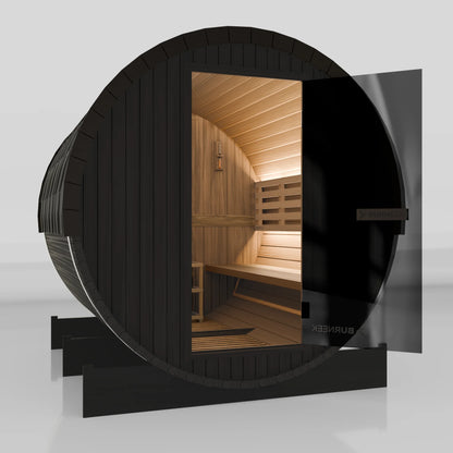 Burneek® Basalt: 6-Person Outdoor Barrel Sauna