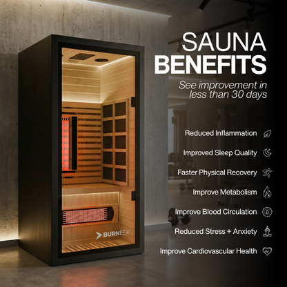 Burneek® Onyxeek: 1-Person Full-Spectrum Quartz Infrared Sauna
