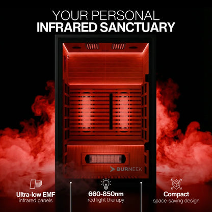 Burneek® Onyxeek: 2-Person Full-Spectrum Quartz Infrared Sauna