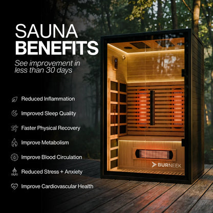 Burneek® Onyxeek: 2-Person Full-Spectrum Quartz Infrared Sauna