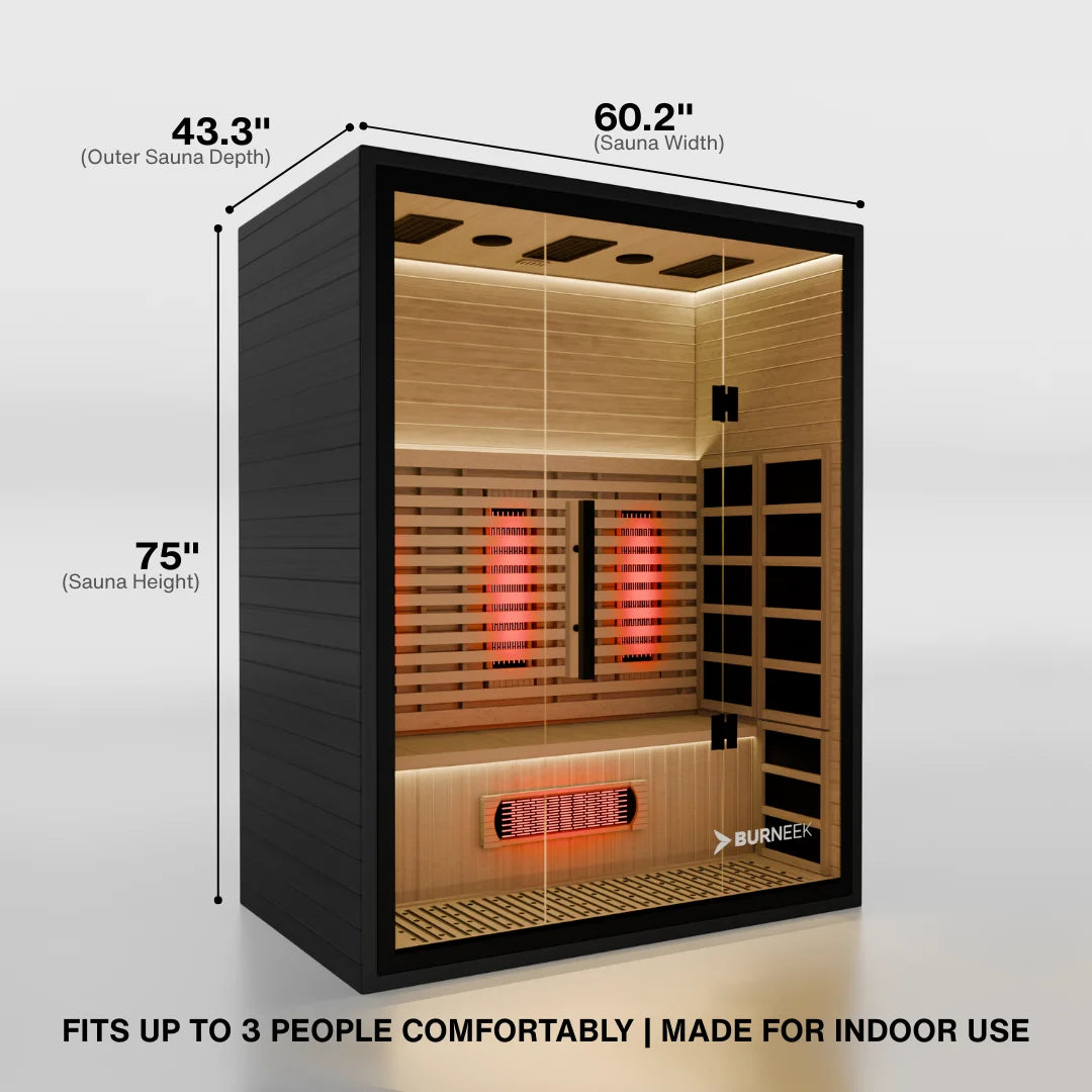 Burneek® Onyxeek: 3-Person Full-Spectrum Quartz Infrared Sauna
