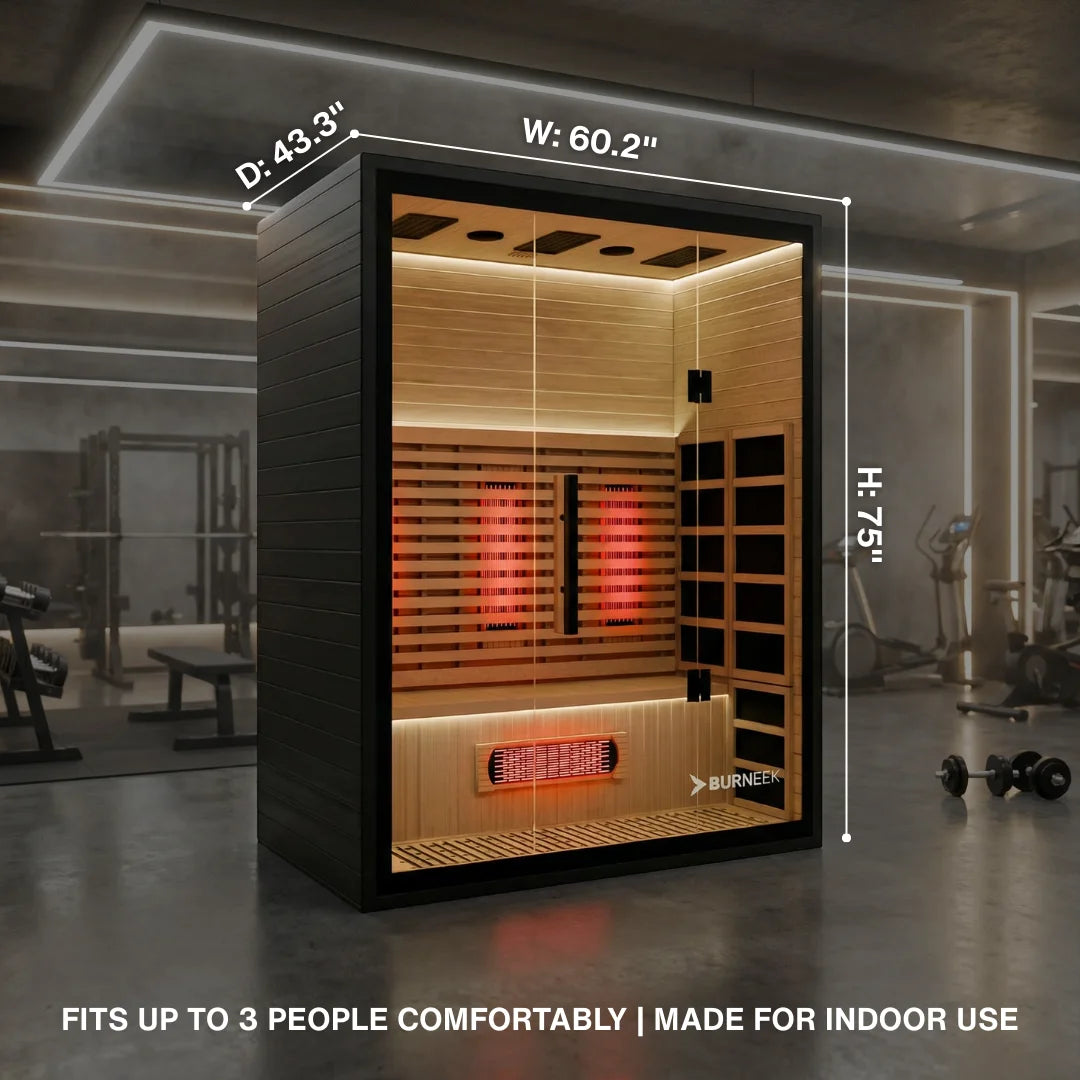 Burneek® Onyxeek: 3-Person Full-Spectrum Quartz Infrared Sauna