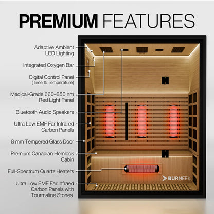 Burneek® Onyxeek: 3-Person Full-Spectrum Quartz Infrared Sauna