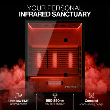 Burneek® Onyxeek: 3-Person Full-Spectrum Quartz Infrared Sauna
