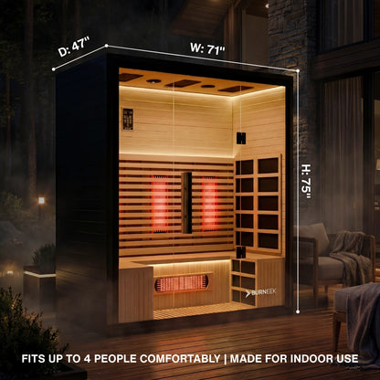 Burneek® Onyxeek: 4-Person Full-Spectrum Quartz Infrared Sauna