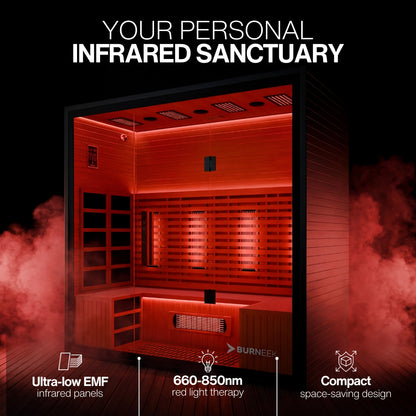 Burneek® Onyxeek: 4-Person Full-Spectrum Quartz Infrared Sauna