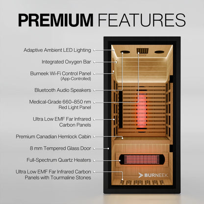 Burneek® Onyxeek: 1-Person Full-Spectrum Quartz Infrared Sauna