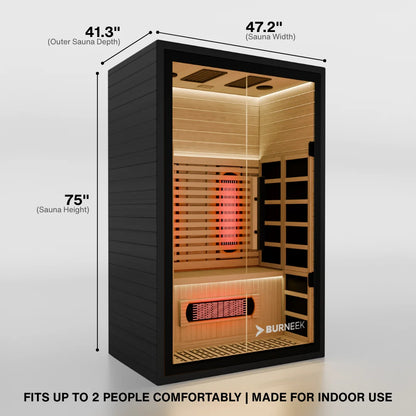 Burneek® Onyxeek: 2-Person Full-Spectrum Quartz Infrared Sauna