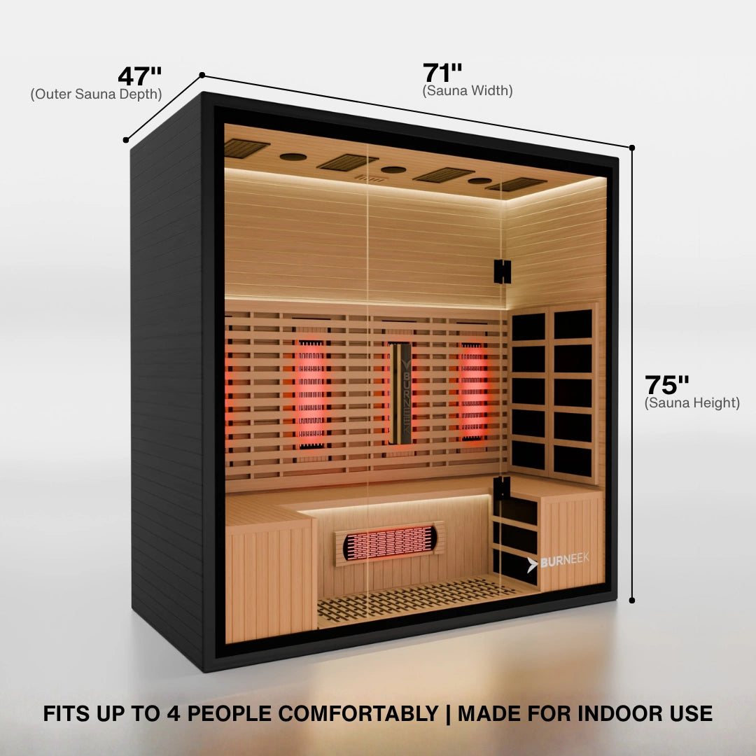 Burneek® Onyxeek: 4-Person Full-Spectrum Quartz Infrared Sauna