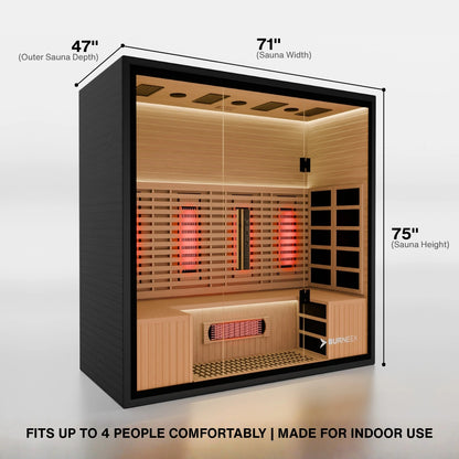 Burneek® Onyxeek: 4-Person Full-Spectrum Quartz Infrared Sauna
