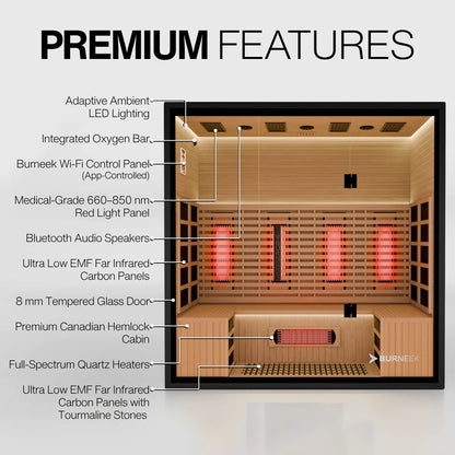 Burneek® Onyxeek: 4-Person Full-Spectrum Quartz Infrared Sauna