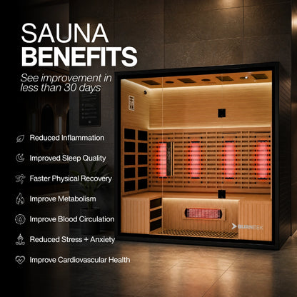 Burneek® Onyxeek: 4-Person Full-Spectrum Quartz Infrared Sauna