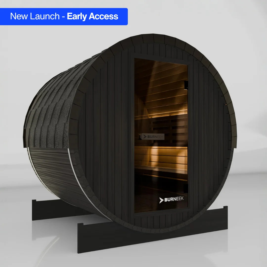Burneek® Basalt: 4-Person Outdoor Barrel Sauna