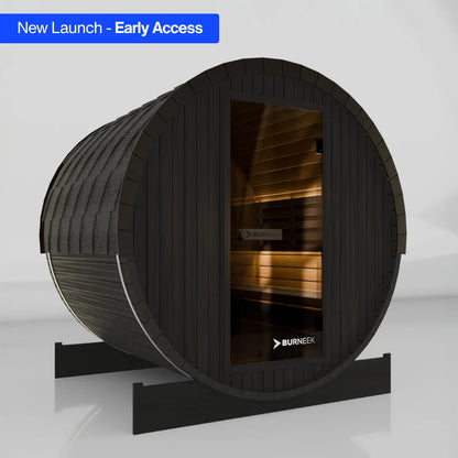 Burneek® Basalt: 4-Person Outdoor Barrel Sauna