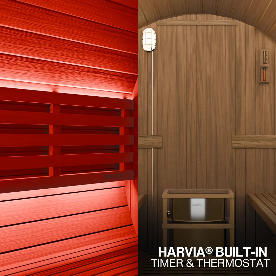 Burneek® Basalt: 4-Person Outdoor Barrel Sauna