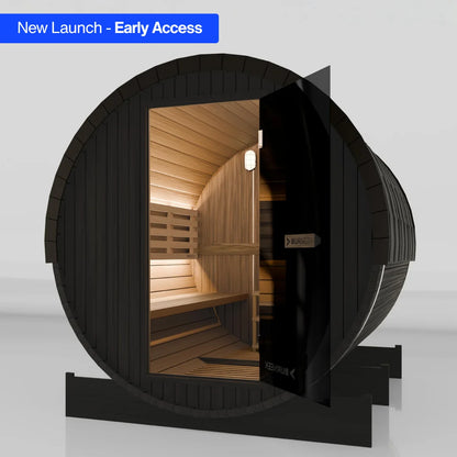 Burneek® Basalt: 6-Person Outdoor Barrel Sauna