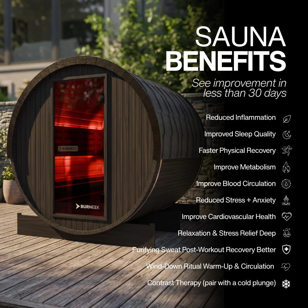 Burneek® Basalt: 6-Person Outdoor Barrel Sauna
