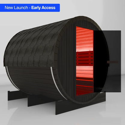 Burneek® Basalt: 6-Person Outdoor Barrel Sauna
